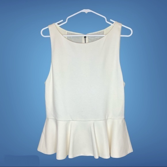 Alice + Olivia Employed Peplum Blouse Cream